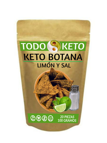 Totopos Keto Botana Limón y Sal 20 Piezas